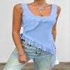 RanRui open back camisole women lace tank tops 2025 spring and summer Y2K solid color sleeveless U-neck mesh suspender top (blue,X-Large) view 3