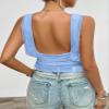 RanRui open back camisole women lace tank tops 2025 spring and summer Y2K solid color sleeveless U-neck mesh suspender top (blue,X-Large) view 4