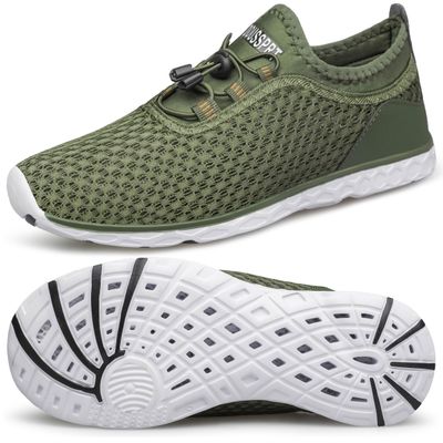 DOUSSPRT Men's Water Shoes Quick Drying Sports Aqua Shoes DarkGreen Size 7
