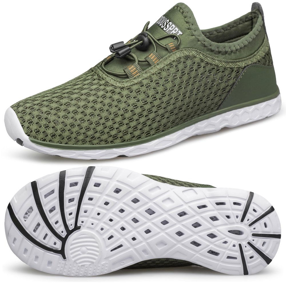 DOUSSPRT Men's Water Shoes Quick Drying Sports Aqua Shoes DarkGreen Size 7