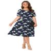 POSESHE Womens Plus Size Dress Summer Short Sleeve Casual 2024 Work Midi Dress with Pockets,Blue Begonia,3XL view 2