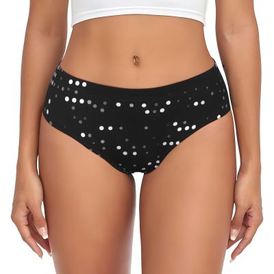 HJKTVDRQ Black Round Dot Print Essential Women'S Briefs,Cotton Blend Underwear For Women In Convenient Multipack