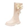 Long Leather Boots for Girls Kids Baby Toddler Zipper Leather Slip On Flat Boots Outdoor aterproof Cozy Long Shoes (White, 2 Big Kids) view 1