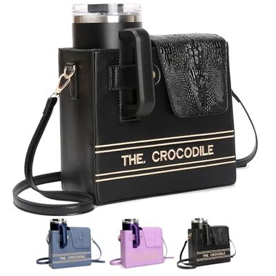 2025 New Stanley Cup Holder Crossbody Water Cups Storage Bag Purses Purse with Cup Holdes Stanley Cup Purse Holder 40 oz (Black-B)