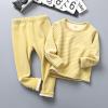 2-Piece Striped Thermal Underwear for Kids Boys Girls Winter Base Layer Set Fleece Lined (Yellow, 18-24 Months) view 2