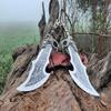 Blade Frenzy God of War Blades, Kratos's Blades of Chaos, Metal Cosplay Replica with Wood Stand view 1
