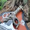 Blade Frenzy God of War Blades, Kratos's Blades of Chaos, Metal Cosplay Replica with Wood Stand view 2