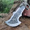 Blade Frenzy God of War Blades, Kratos's Blades of Chaos, Metal Cosplay Replica with Wood Stand view 4