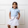 Hope & Henry Girls Girls' Linen Pull-On Pleated Bow Skort, 3, White Court Pinstripe view 2
