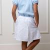 Hope & Henry Girls Girls' Linen Pull-On Pleated Bow Skort, 12, White Court Pinstripe view 3