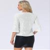 Allegra K Sequin Top for Women's 3/4 Bell Sleeve V Neck Metallic Sparkly Glitter Party Blouse Small Silver view 4