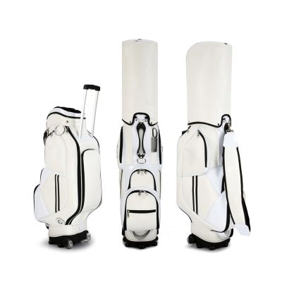 Golf Bag for Men & Women, Portable Golf Bag with Large Wheels and Luggage Style Pull Over Handle(White)