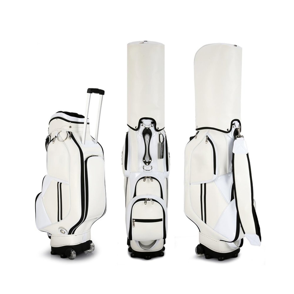 Golf Bag for Men & Women, Portable Golf Bag with Large Wheels and Luggage Style Pull Over Handle(White)