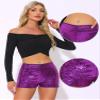 Allegra K Sequin Shorts for Women High Waist Party Night Out Concert Outfit Sparkly Mini Shorts Medium Purple-1 view 4