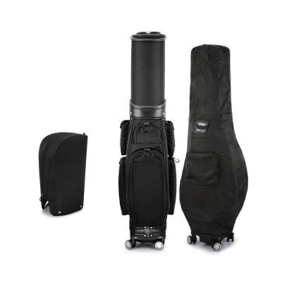 Golf Bag, Independent Hot and Cold Constant Temperature Bag, Durable Golf Bag with Rainhood, Flat Push Universal Four-Wheel Drive(Black)