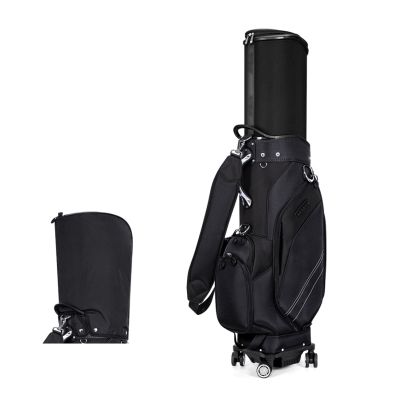 Golf Bag, Portable Golf Stand Bag for Men & Women, Retractable Golf Club Cart Bag with Wheels, Easy to Carry(Black)