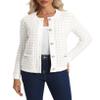 Urban CoCo Women's Open Front Button Down Knit Cropped Cardigan Casual Long Sleeve Sweater Jacket (White,S) view 2