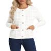 Urban CoCo Women's Open Front Button Down Knit Cropped Cardigan Casual Long Sleeve Sweater Jacket (White,S) view 4