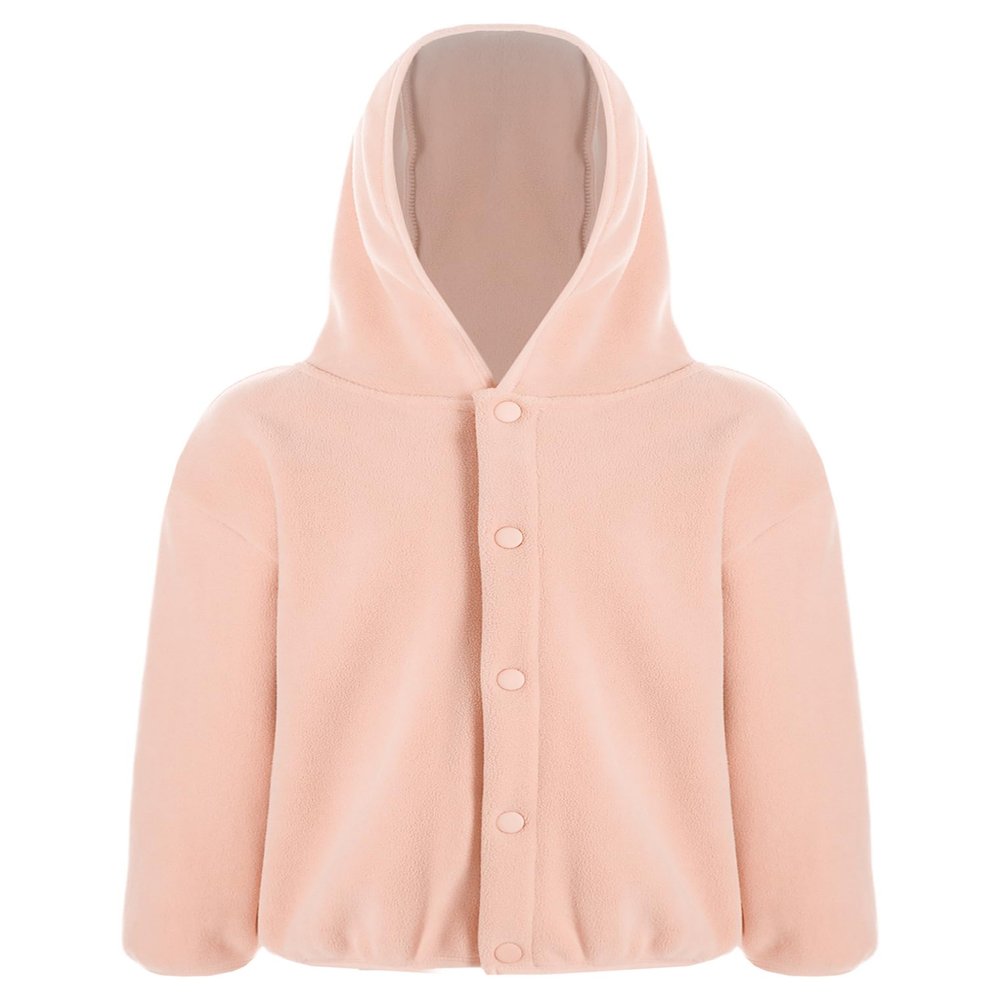 Freebily Girls Boys and Toddlers Button Up Polar Fleece Jacket Sherpa Hooded Outerwear Fall Winter Coat for Kids Pink 7-8 Years