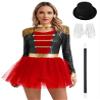 Riismen Womens Ringmaster Halloween Showman Costume Ladies Sequins Majorette Marching Band Tutu Dance Dress Black Small view 1