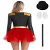 Riismen Womens Ringmaster Halloween Showman Costume Ladies Sequins Majorette Marching Band Tutu Dance Dress Black Small view 2