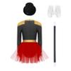 Riismen Womens Ringmaster Halloween Showman Costume Ladies Sequins Majorette Marching Band Tutu Dance Dress Black Small view 4