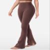 YEOREO Flare Split Hem Leggings for Women Tummy Control Workout Leggings Nasreen Hidden Scrunch Bootcut Gym Yoga Pants Brown S view 4