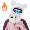 Sherpa Hood Ski Mask for Women, Winter Fleece Hood Ski, Windproof Drawstring Face Cover Hat Coldproof Cap Scarf (US, Alpha, One Size, E-Ski Hat Panda - White) view 1