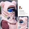 Sherpa Hood Ski Mask for Women, Winter Fleece Hood Ski, Windproof Drawstring Face Cover Hat Coldproof Cap Scarf (US, Alpha, One Size, E-Ski Hat Panda - White) view 2