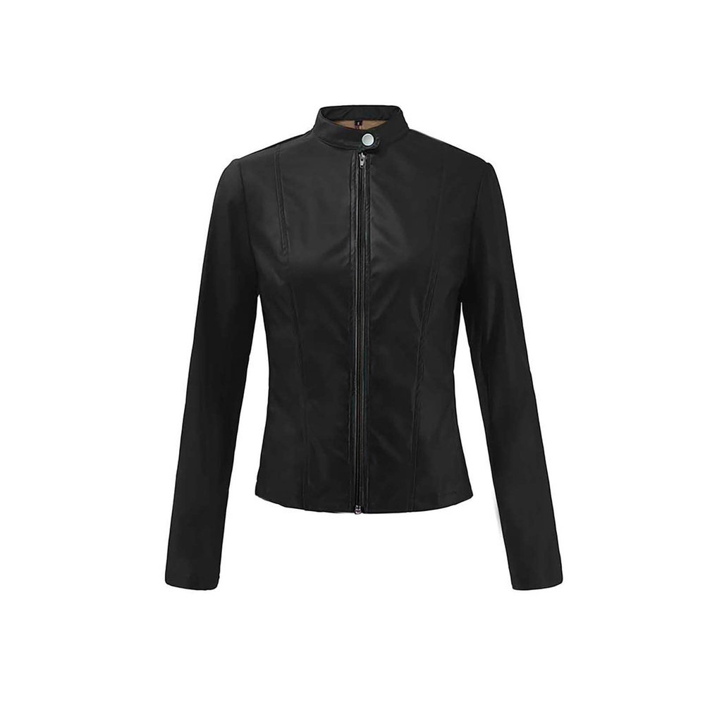 Lolvmvchi Deals 2024 Work Jackets For Women Ladies Jackets Women Fashion Coat Jacket Long Sleeve Solid Color Zipper Coat Open Front Short Suit (Black, Xxxxxl) Coats With Hood Warm Lon