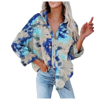 Deals Today Coats Womens Plus Size Jackets 3X Women Fashion Lattice Lapel Button Splicing Geometric Print Casual Long Sleeve Corduroy Overcoat (Blue, Xl) Coats With Hood Warm Long Ca