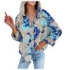 Deals Today Coats Womens Plus Size Jackets 3X Women Fashion Lattice Lapel Button Splicing Geometric Print Casual Long Sleeve Corduroy Overcoat (Blue, Xl) Coats With Hood Warm Long Ca view 2