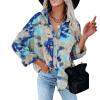 Deals Today Coats Womens Plus Size Jackets 3X Women Fashion Lattice Lapel Button Splicing Geometric Print Casual Long Sleeve Corduroy Overcoat (Blue, Xl) Coats With Hood Warm Long Ca view 3