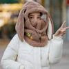 Sherpa Hood Ski Mask for Women, Winter Fleece Hood Ski, Windproof Drawstring Face Cover Hat Coldproof Cap Scarf (US, Alpha, One Size, E-Ski Hat Long-Eared Rabbit - White) view 3