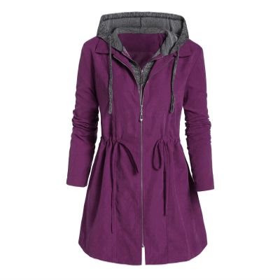 Lolvmvchi Deals 2024 Womens Jackets Plus Size Womens Plus Jackets Women Fashion Coats Zipper Winter Solid Long Sleeve Coat Fly Hooded Plus Thick Cotton Coats (Purple, Xxxxl) Coats With Hood Wa