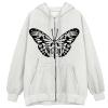 Deals Abrigos Para Mujer Lightweight Fall Jacket Women Women Gothic Graphic Print Hooded Drawstring Zip Up Pocket Long Sleeve Coat Loose Teen Girls Jacket (White, S) Coats With Hood view 1