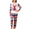 BTSEURY Pajamas for Women Men Kids, Long Sleeves Pajamas, Christmas Pajamas, Deer Head Printing Round Collar Long Sleeves Family Matching Sleepwear (WOMEN XL) view 1