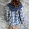 Todays Daily Deals Fall Coats Womens Sweater Jacket Women Casual Classic Blouse Plus Size Hoodies Drawstring Plaid Shirts Long Sleeve Button Loose Top (Blue, M) Winter Warm Hooded Coats With Pockets view 4
