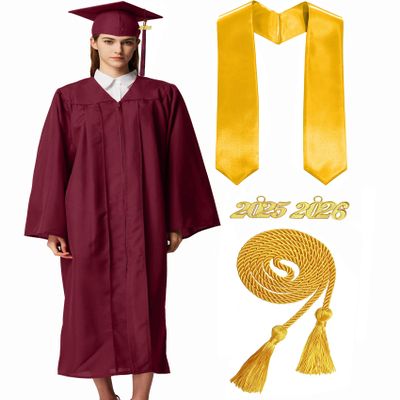 MyGradDay Unisex Matte Graduation Cap and Gown 2025 & 2026 Set with Tassel Honor Cord Graduation Stoles
