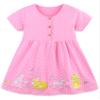 Hongshilian Toddler Girl Cotton Summer Dress Cartoon Appliques Short Sleeve Casual Clothing(2T,Pink&Lion) view 1