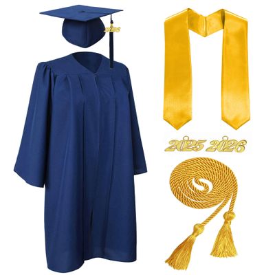 MyGradDay Unisex Matte Graduation Cap and Gown 2025 & 2026 Set with Tassel Honor Cord Graduation Stoles