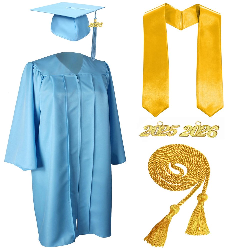 MyGradDay Unisex Matte Graduation Cap and Gown 2025 & 2026 Set with Tassel Honor Cord Graduation Stoles