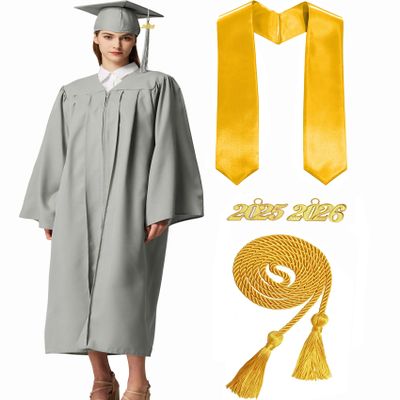 MyGradDay Unisex Matte Graduation Cap and Gown 2025 & 2026 Set with Tassel Honor Cord Graduation Stoles