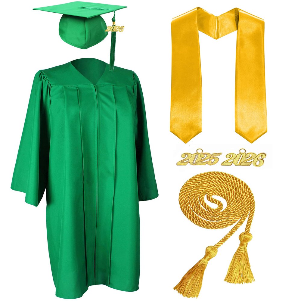 MyGradDay Unisex Matte Graduation Cap and Gown 2025 & 2026 Set with Tassel Honor Cord Graduation Stoles