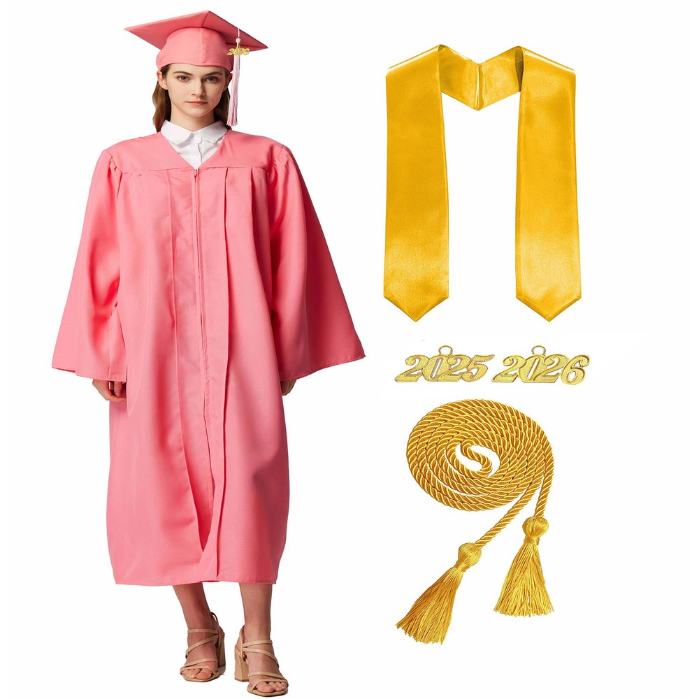 MyGradDay Unisex Matte Graduation Cap and Gown 2025 & 2026 Set with Tassel Honor Cord Graduation Stoles