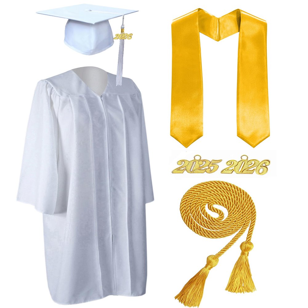 MyGradDay Unisex Matte Graduation Cap and Gown 2025 & 2026 Set with Tassel Honor Cord Graduation Stoles