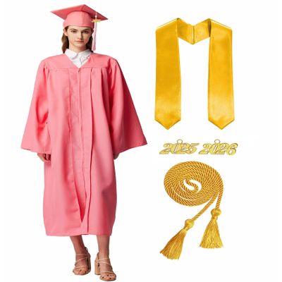 MyGradDay Unisex Matte Graduation Cap and Gown 2025 & 2026 Set with Tassel Honor Cord Graduation Stoles