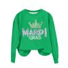 GOKKILRW Womens Mardi Gras Funny Shirts Casual Long Sleeve Carnival Print Tops New Orleans Fat Tuesday Sweatshirts Rave Party Parade Shirt Novelty Graphic Blouses Spring Casual Streetwear B Green view 3