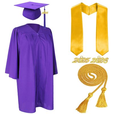 MyGradDay Unisex Matte Graduation Cap and Gown 2025 & 2026 Set with Tassel Honor Cord Graduation Stoles