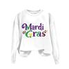 GOKKILRW Womens Mardi Gras Funny Shirts Casual Long Sleeve Carnival Print Tops New Orleans Fat Tuesday Sweatshirts Rave Party Parade Shirt Novelty Graphic Blouses Spring Casual Streetwear A White view 2